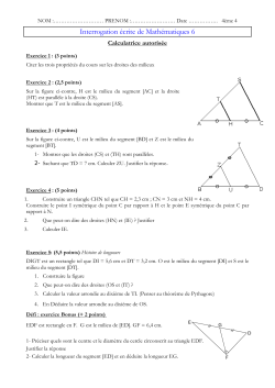 Interrogation &eacute;crite de Math&eacute;matiques 6