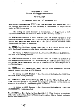 ruorrrrcirror.r appoint Shri Rabindra Nath Mishra No.2, OAS