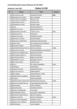 Horaires du CSO du cycle classique des 5 ans Pompadour