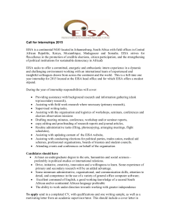 Call for Internships 2015 EISA is a continental NGO located in