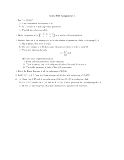 Math 3033 Assignment 4 1. Let G = (Z/18) (a) List all orders of all