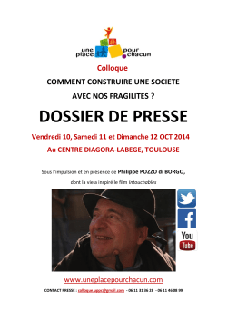 DOSSIER DE PRESSE - Une place pour chacun