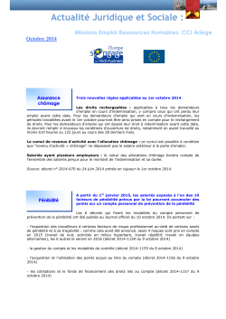 Actualité Juridique et Sociale Octobre 2014