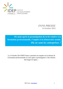 INFO PRESSE 14 Octobre 2014