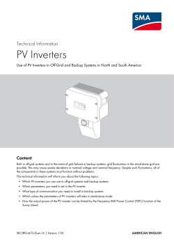 Technical Information - PV Inverters - Use of PV Inverters in Off-Grid