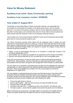 VFM Statement - Oasis Community Learning