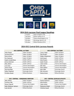 2014 Girls Lacrosse Final League Standings 2014 OCC Central