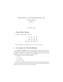 Introduction à la Programmation par Contraintes TD 1. S E N D +