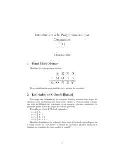Introduction &agrave; la Programmation par Contraintes TD 1. S E N D +
