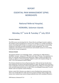 Honiara, Solomon Islands - Faculty of pain medicine