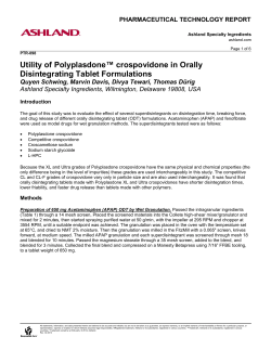 Utility of Polyplasdone™ Crospovidone in Orally Disintegrating