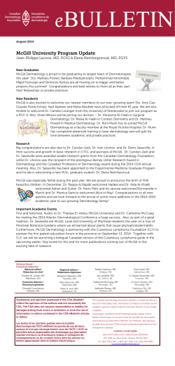 McGill University Program Update
