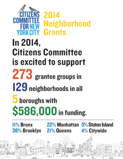 2014 Neighborhood Grantees - Citizens Committee For New York City