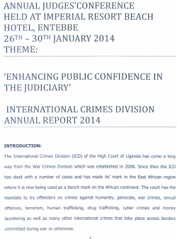 International Crimes Division Report at the 16th Annual Judges