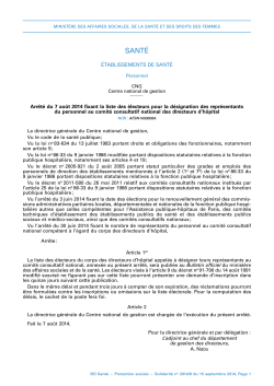 Arrêté du 7 août 2014 - Ministère de la santé