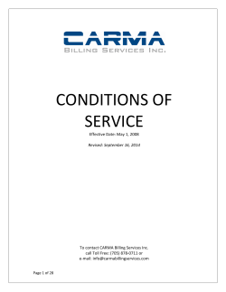 CONDITIONS OF SERVICE - CARMA Billing Services Inc.