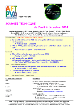 JOURNEE TECHNIQUE du Jeudi 4 décembre 2014