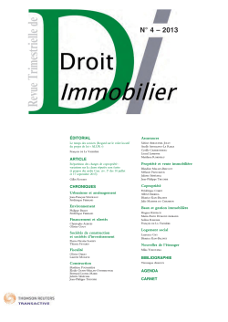 Télécharger Revue Trimestrielle de Droit Immobilier n°4/2013