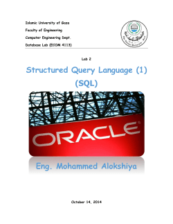 Structured Query Language (1) (SQL) Eng. Mohammed Alokshiya