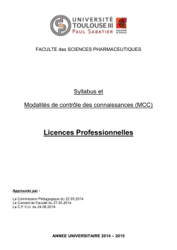 Syllabus et MCC des licences professionnelles