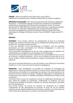 Intitul&eacute; : Maitre de Conf&eacute;rences des Universit&eacute;s, section CNU 61