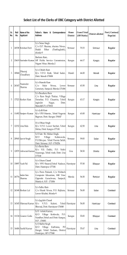 Select List of the Clerks of OBC Category with District Allotted