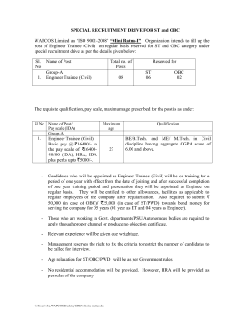 SPECIAL RECRUITMENT DRIVE FOR ST and OBC WAPCOS