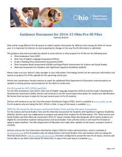 Guidance Document for 2014-15 Ohio Pre
