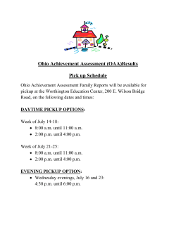 Ohio Achievement Assessment (OAA)Results Pick up Schedule