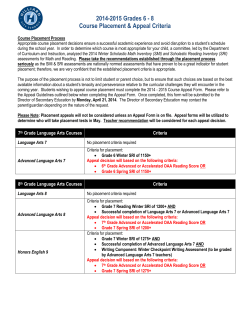 2014-2015 Course Placement and Appeal Criteria Grades 6-8