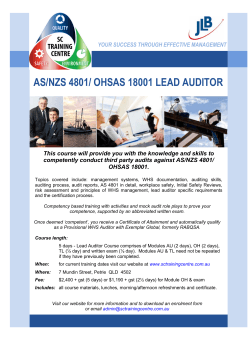 AS/NZS 4801/ OHSAS 18001 LEAD AUDITOR