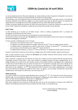 CDEN du Cantal du 14 avril 2014. - Sections locales du SE-UNSA