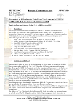 HCBE/SAC Bureau Communautaire 30/01/2014