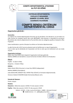 Compte rendu du critérium départemental CDE 63 12 04 2014