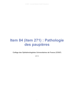 Item 84 (item 271) : Pathologie des paupières