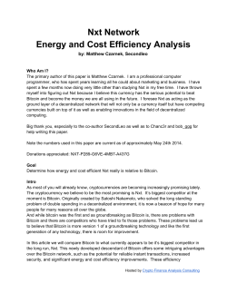 Nxt Network Energy and Cost Efficiency Analysis