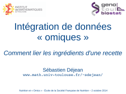 Int&eacute;gration de donn&eacute;es &laquo; omiques &raquo;