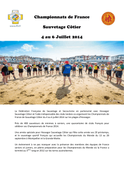 Championnats de France Sauvetage Côtier 4 au 6 Juillet 2014