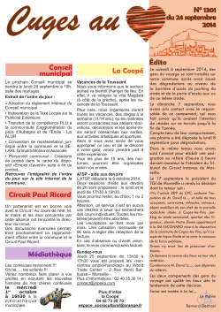N° 1301 du 24 septembre 2014 Médiathèque Édito - Cuges-les-Pins