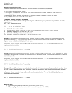 College Prep Stats Section 5.3 Notes Binomial Probability
