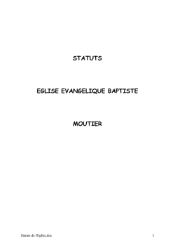 STATUTS EGLISE EVANGELIQUE BAPTISTE MOUTIER