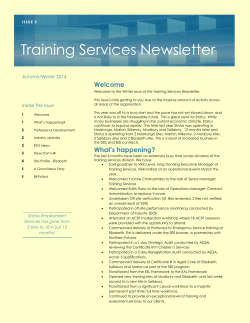 Training Services Newsletter - Issue 3 - Winter 2014