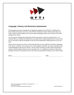 Language, Literacy and Numeracy Assessment