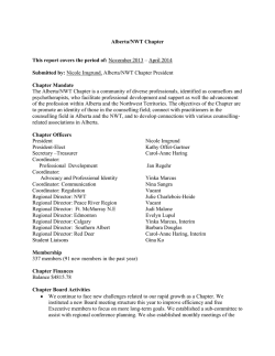 Alberta/NWT Chapter This report covers the period of: November