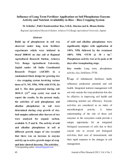 Influence of Long Term Ferti - Directorate of Rice Research