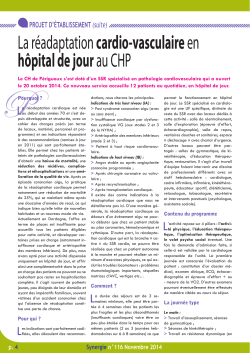 La réadaptation cardio-vasculaireen hôpital de jourau CHP
