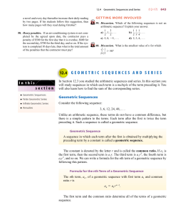 GEOMETRIC SEQUENCES AND SERIES