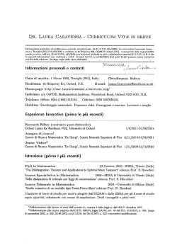 DR. LAURA CARAVENNA - CURRICULUM VITAE] IN BREVE