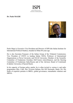 Dr. Paolo MAGRI Paolo Magri is Executive Vice President and