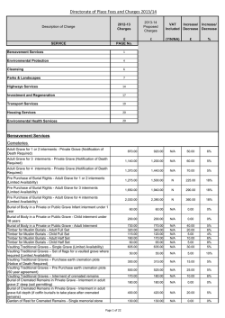 Directorate of Place Fees and Charges 2013/14